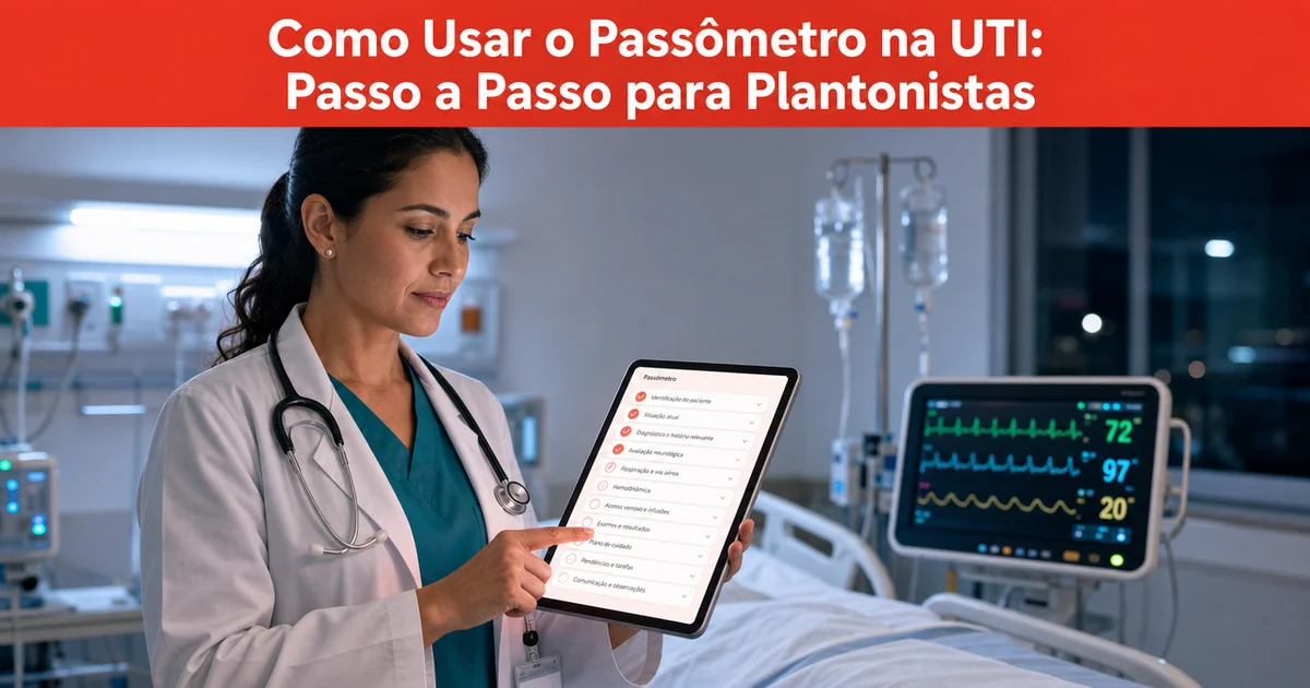 Médica plantonista usa tablet com checklist do Passômetro à beira do leito na UTI