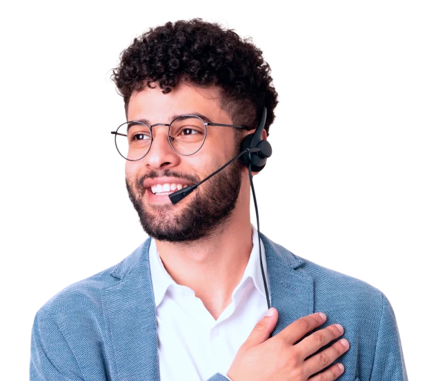 Atendente com headset. Imagem ilustrativa de suporte.