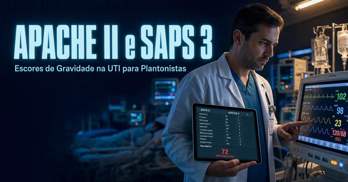 Médico plantonista calcula o escore APACHE II e SAPS 3 durante plantão na UTI