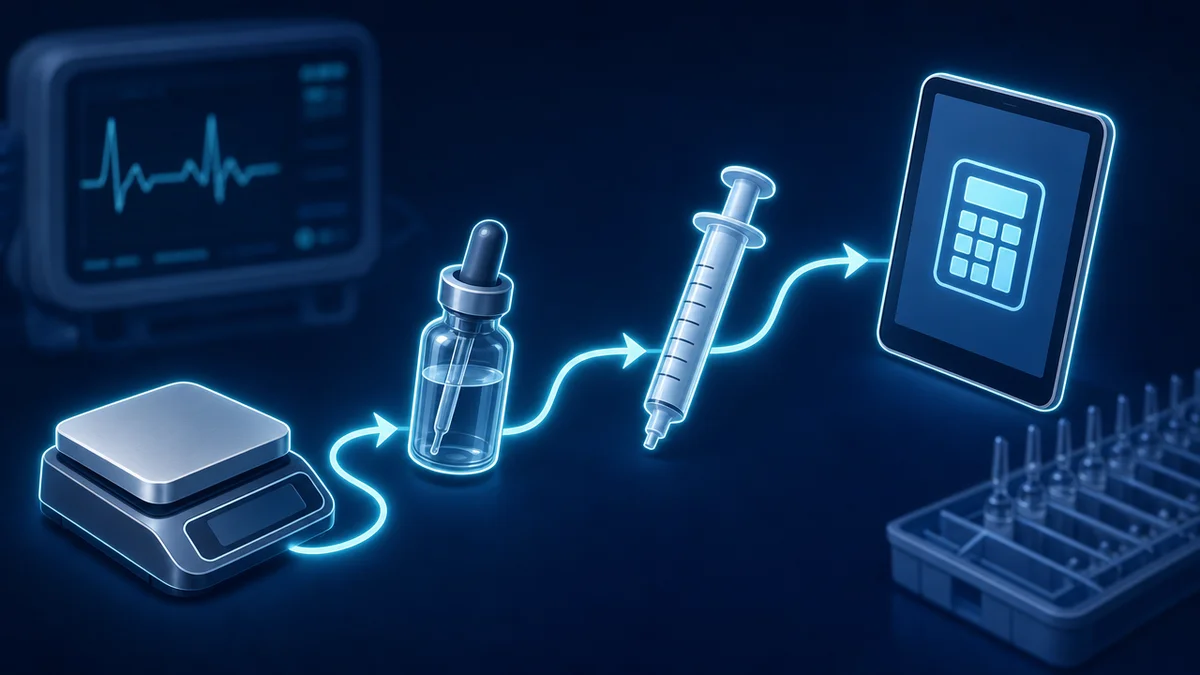 Fluxo digital ilustrando como simplificar o cálculo de dose do sulfato ferroso no plantão