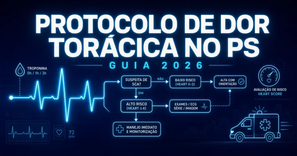 Capa ilustrando o protocolo de dor torácica no PS com ECG e fluxograma clínico