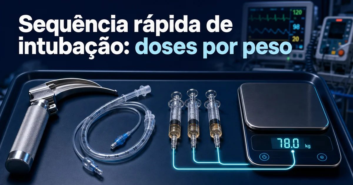 Kit de intubação com seringas e balança representando doses por peso na sequência rápida de intubação
